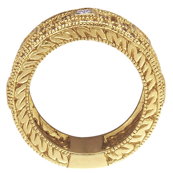 Round & Princess Eternity Diamond Byzantine Ring 14k Yellow Gold (1.72ct)