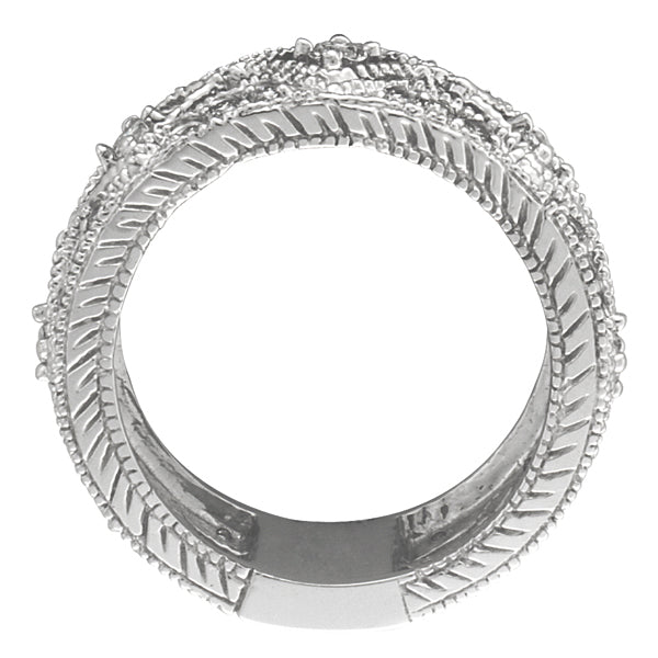 Antique Style Diamond Ring Filigree Band in 14k White Gold (1.00ct)