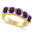Five Stone Lab Alexandrite Ring Anniversary Band 14k Yellow Gold (2.50 ctw)