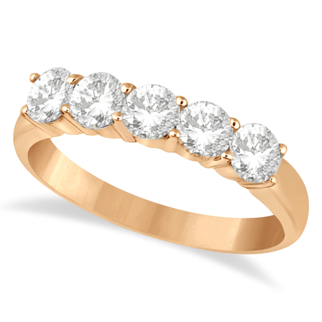 Five Stone Lab Diamond Ring Anniversary Band 14k Rose Gold (1.00ctw)
