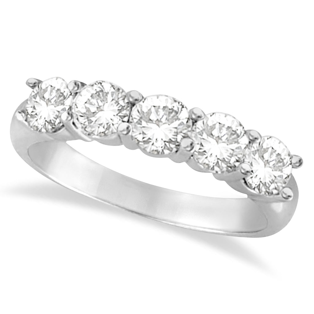 Five Stone Lab Diamond Ring Anniversary Band 14k White Gold (1.50ctw)