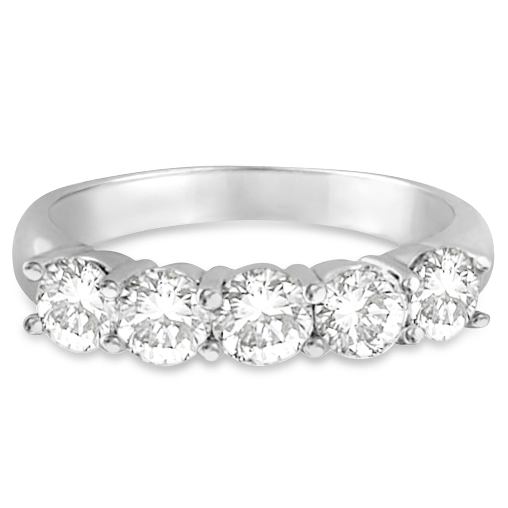 Five Stone Lab Diamond Ring Anniversary Band 14k White Gold (1.50ctw)