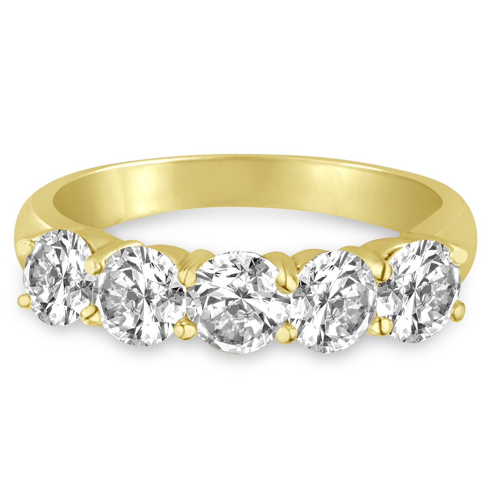 Five Stone Lab Diamond Ring Anniversary Band 14k Yellow Gold (2.00 ctw)