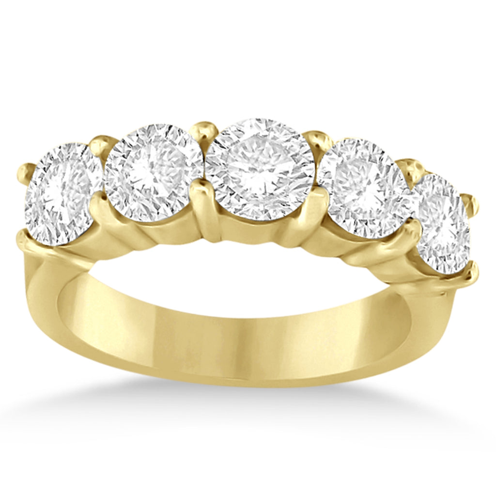 Five Stone Lab Diamond Ring Anniversary Band 14k Yellow Gold (2.50 ctw)