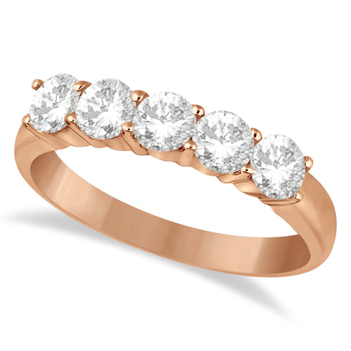 Five Stone Diamond Ring Anniversary Band 14k Rose Gold (1.00ctw)