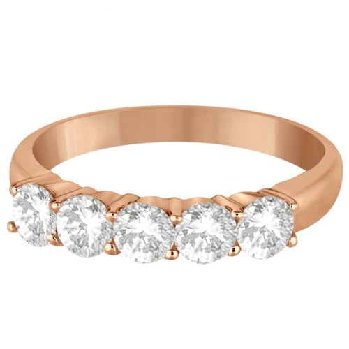 Five Stone Diamond Ring Anniversary Band 14k Rose Gold (1.00ctw)