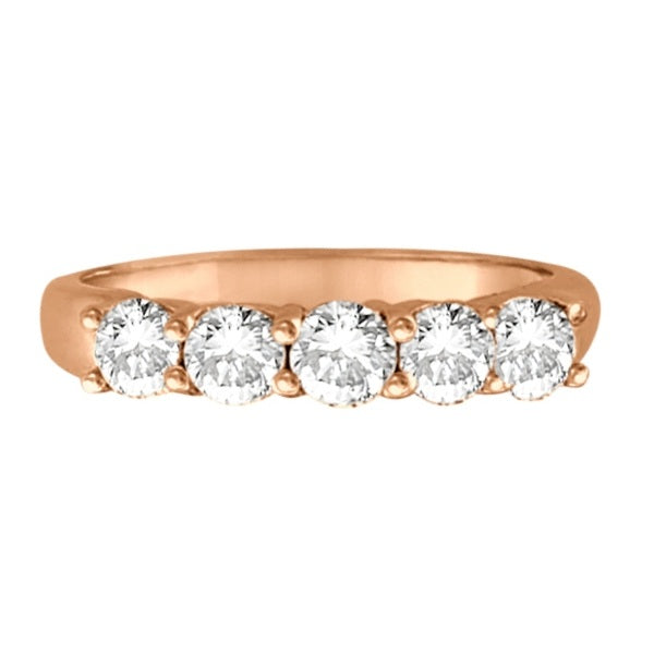 Five Stone Diamond Ring Anniversary Band 14k Rose Gold (1.00ctw)