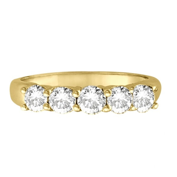 Five Stone Diamond Ring Anniversary Band 14k Yellow Gold (1.00ctw)