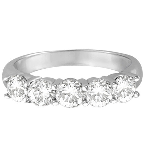 Five Stone Diamond Ring Anniversary Band 18k White Gold (1.50ct)