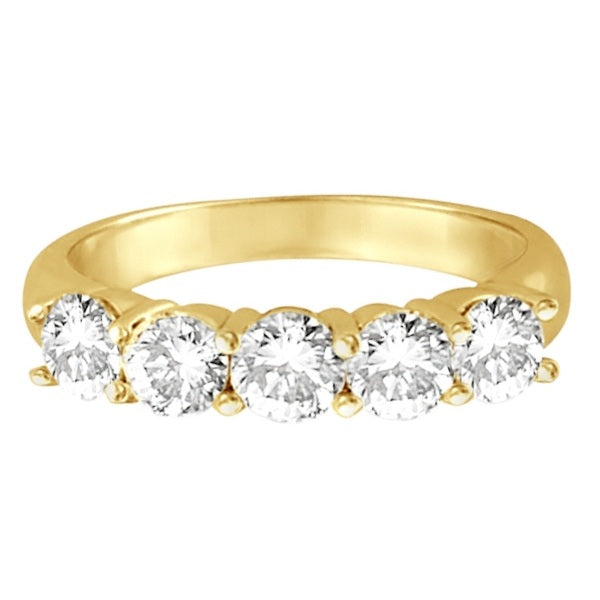 Five Stone Diamond Ring Anniversary Band 14k Yellow Gold (1.50 ctw)