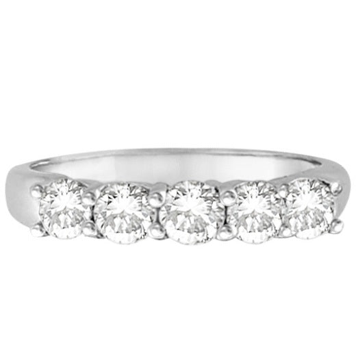 Five Stone Diamond Ring Anniversary Band 14k White Gold (1.00ctw)