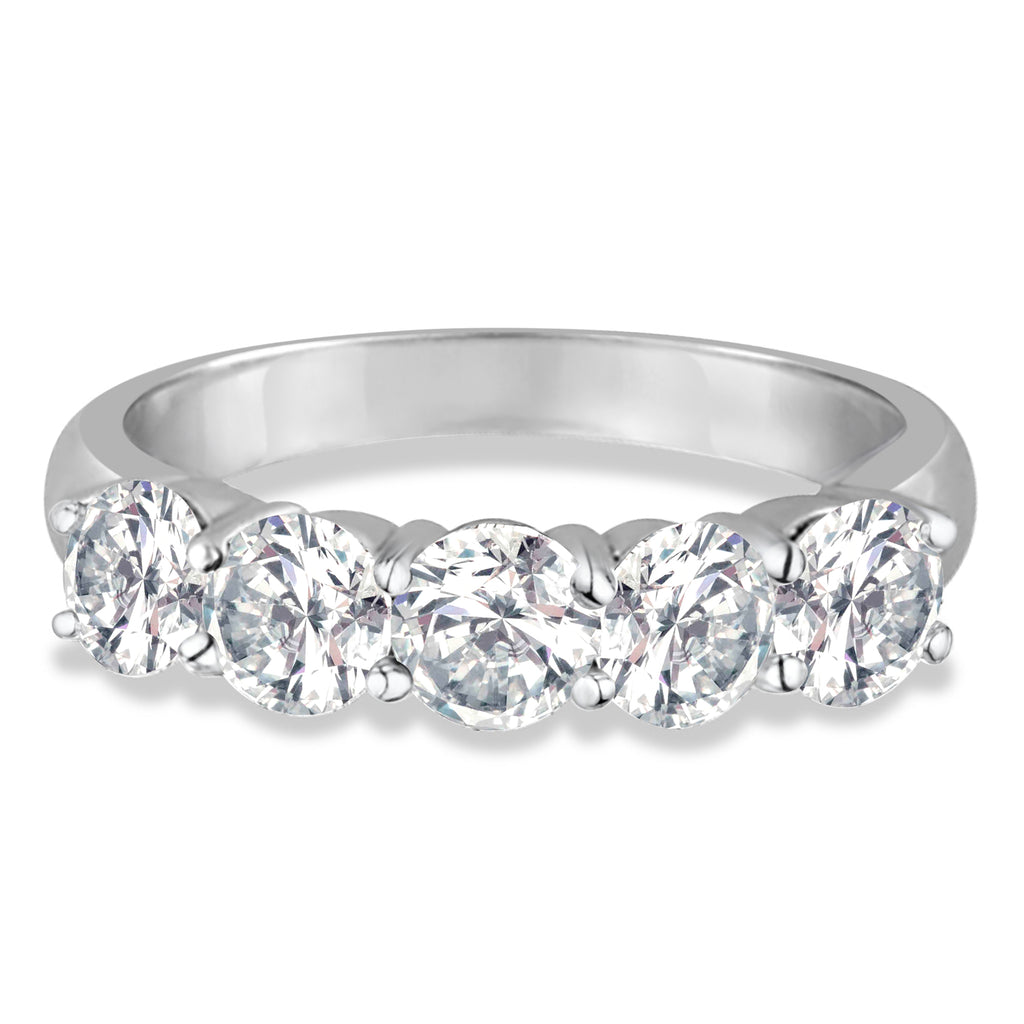 Five Stone Diamond Ring Anniversary Band 14k White Gold (2.00ctw)