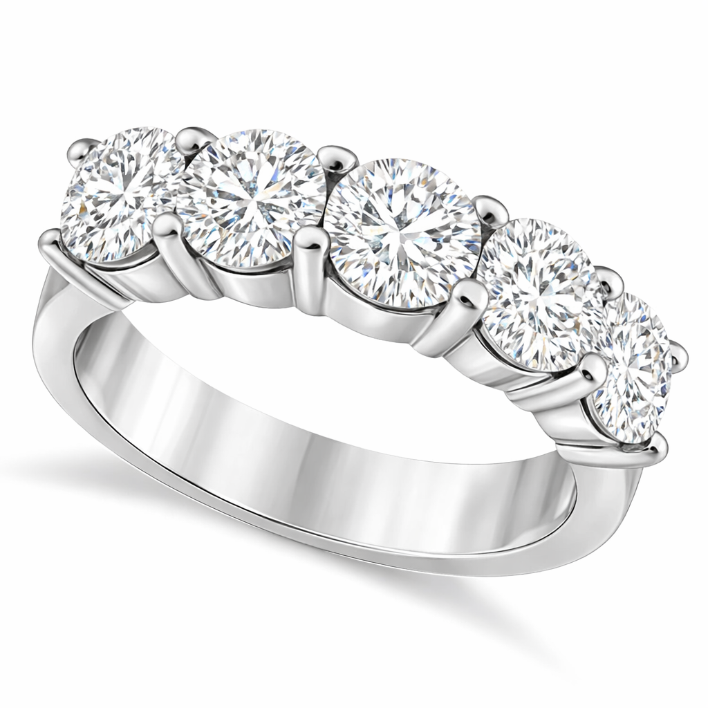 Five Stone Diamond Ring Anniversary Band 14k White Gold (2.50ctw)
