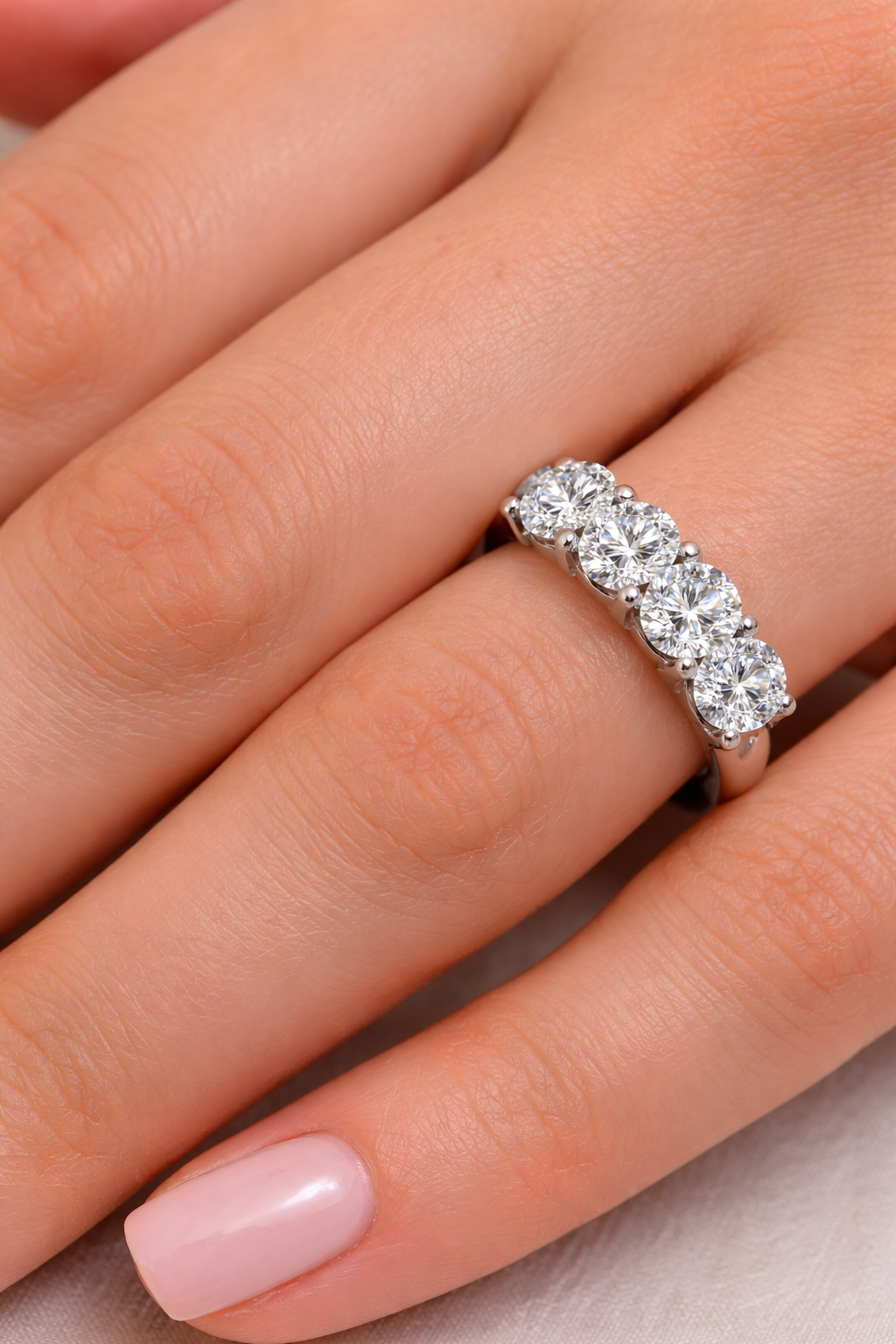 Five Stone Diamond Ring Anniversary Band 14k White Gold (3.00ctw)