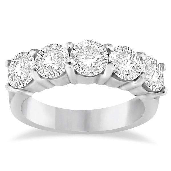 Five Stone Diamond Ring Anniversary Band 14k White Gold (3.00ctw)