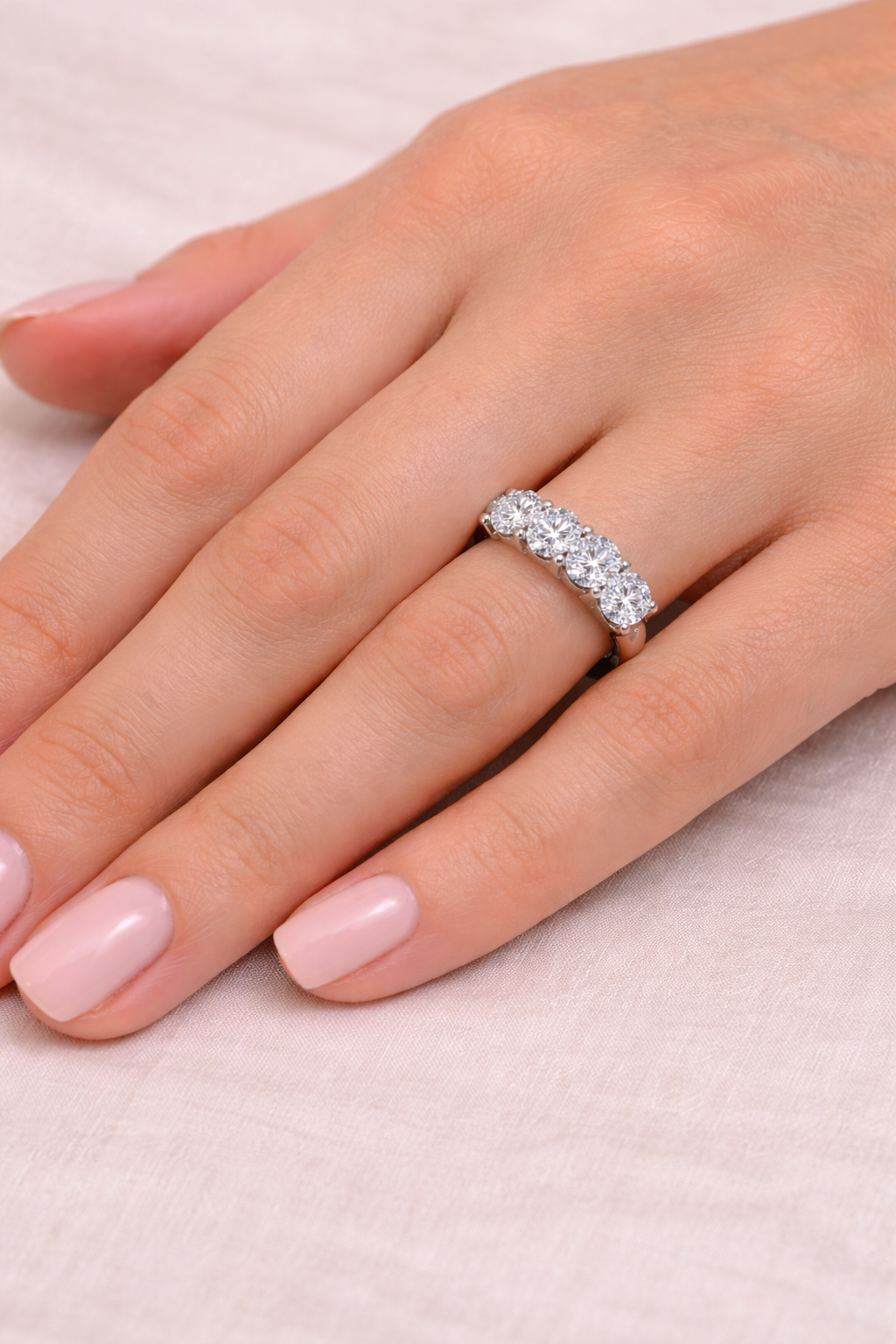 Five Stone Diamond Ring Anniversary Band 14k White Gold (3.00ctw)