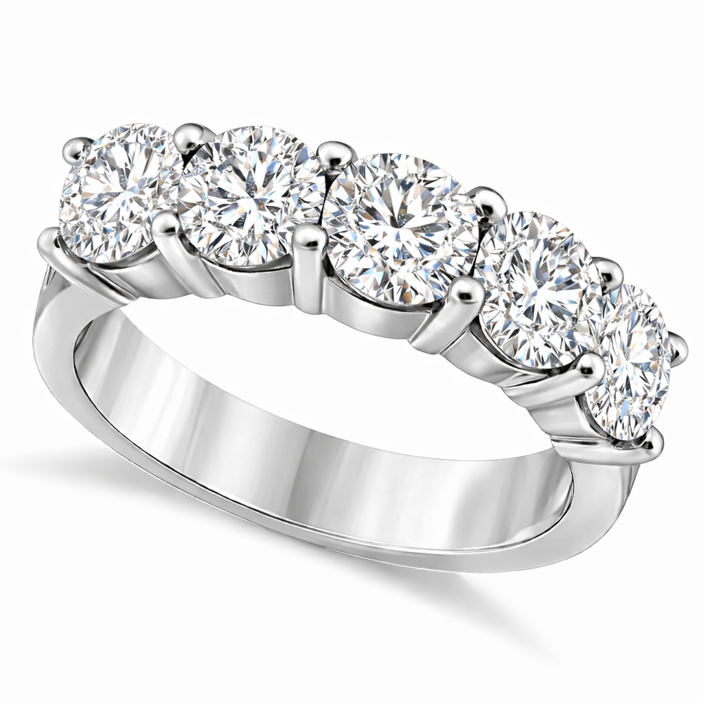 Five Stone Lab Diamond Ring Anniversary Band 14k White Gold (3.00ctw)