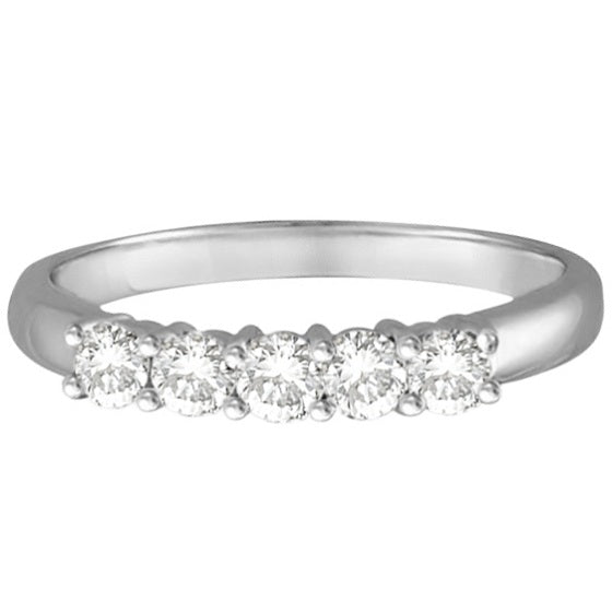 Five Stone Diamond Ring Anniversary Band Palladium (0.50ctw)