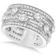 Vintage Bezel & Pave-Set Diamond Ring Band 14k White Gold (1.85ct)