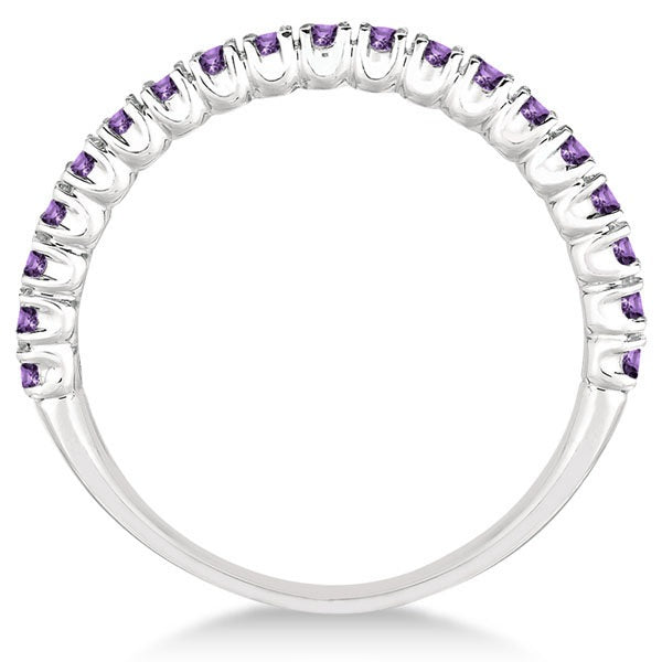 Half-Eternity Pave-Set Thin Amethyst Stacking Ring Palladium (0.65ct)