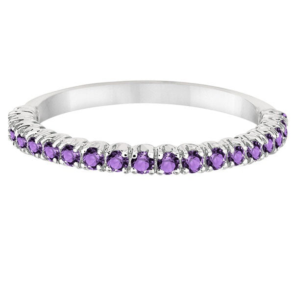 Half-Eternity Pave-Set Thin Amethyst Stacking Ring Palladium (0.65ct)