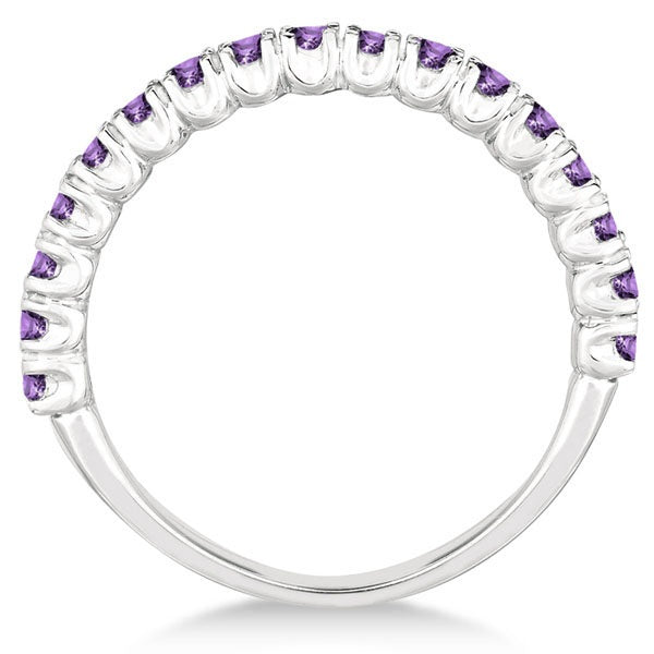 Half-Eternity Pave-Set Amethyst Stacking Ring Palladium (0.95ct)