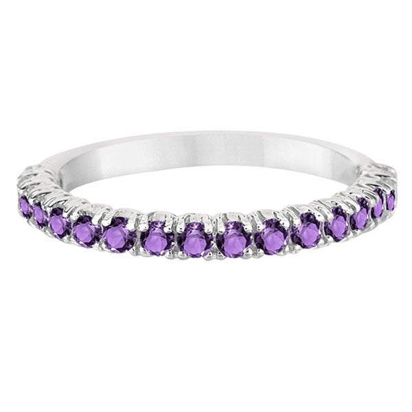 Half-Eternity Pave-Set Amethyst Stacking Ring Palladium (0.95ct)