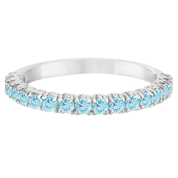 Half-Eternity Pave-set Aquamarine Stacking Ring Palladium (0.95ct)