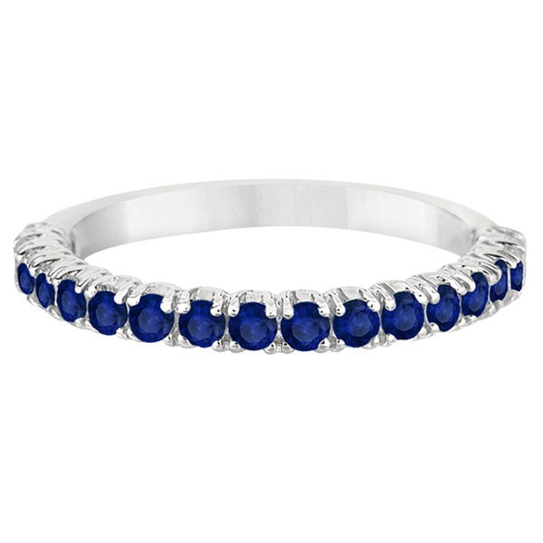 Half-Eternity Pave-Set Blue Sapphire Stacking Ring Palladium (0.95ct)