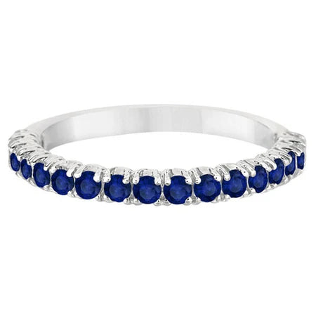 Half-Eternity Pave-Set Lab Blue Sapphire Stacking Ring Palladium (0.95ct)