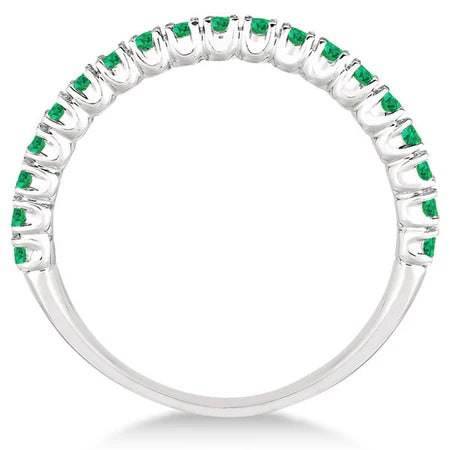 Half-Eternity Pave-set Lab Emerald Stacking Ring Palladium (0.95ct)