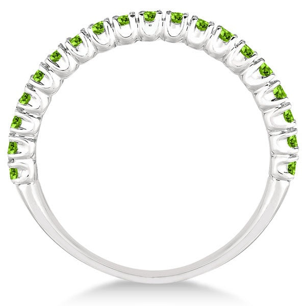 Half-Eternity Pave-Set Thin Peridot Stacking Ring Palladium (0.65ct)