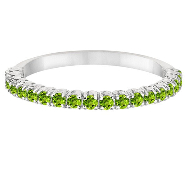 Half-Eternity Pave-Set Thin Peridot Stacking Ring Palladium (0.65ct)