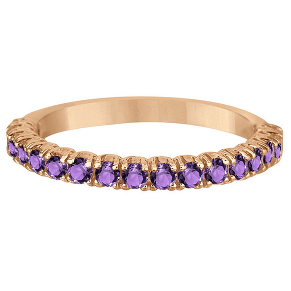 Half-Eternity Pave-Set Amethyst Stacking Ring 14k Rose Gold (0.95ct)