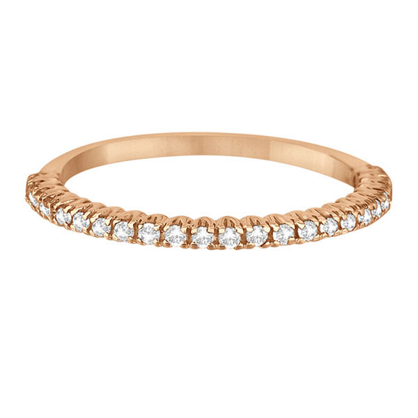 Half-Eternity Pave-Set Diamond Stacking Ring 14k Rose Gold (0.25ct)