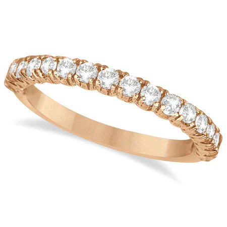 Half-Eternity Pave-Set Thin Lab Diamond Stacking Ring 14k Rose Gold (0.50ct)