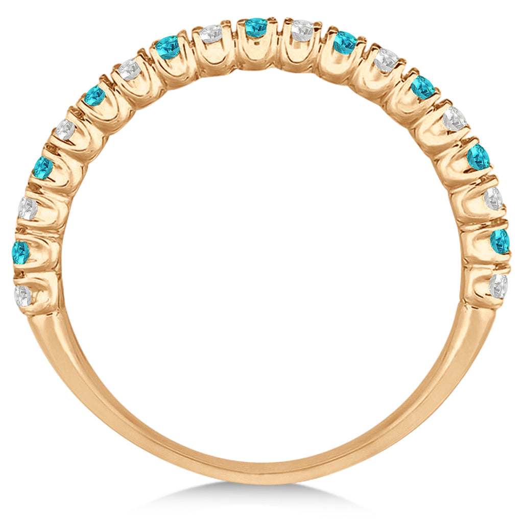 Blue & White Diamond Wedding Band Anniversary Ring in 14k Rose Gold (0.50ct)