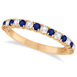 Lab Blue Sapphire & Lab Diamond Wedding Band Anniversary Ring in 14k Rose Gold (0.75ct)