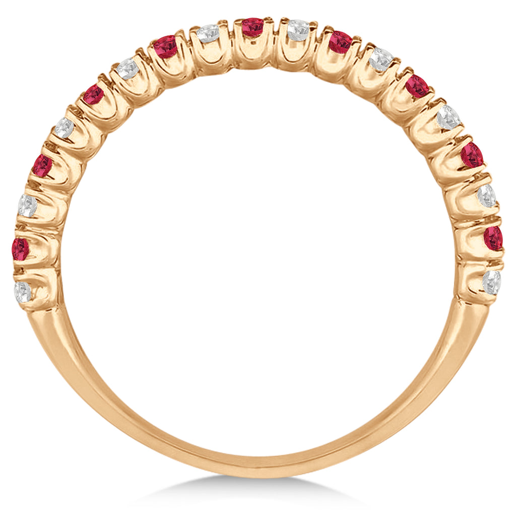 Ruby & Diamond Wedding Band Anniversary Ring in 14k Rose Gold (0.50ct)
