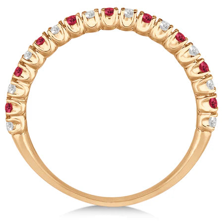 Lab Ruby & Lab Diamond Wedding Band Anniversary Ring in 14k Rose Gold (0.50ct)