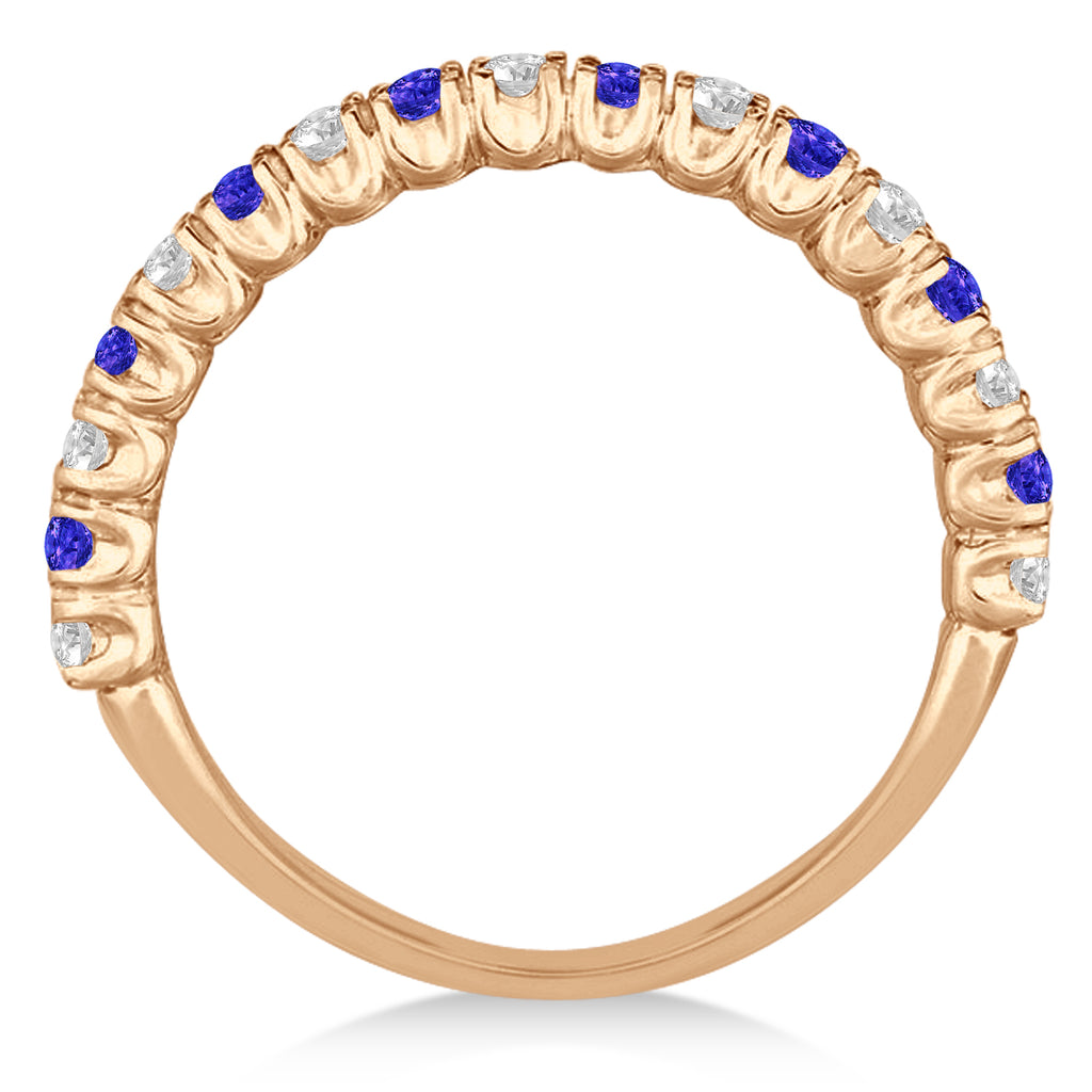 Tanzanite & Diamond Wedding Band Anniversary Ring in 14k Rose Gold (0.75ct)