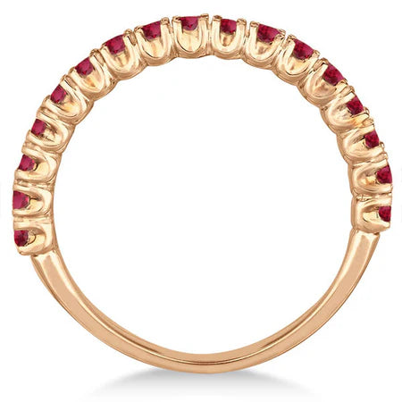 Half-Eternity Pave-set Lab Ruby Stacking Ring 14k Rose Gold (0.95ct)