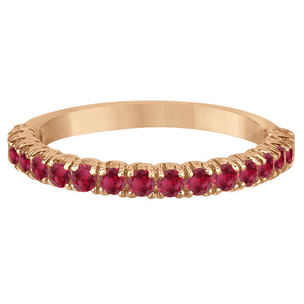 Half-Eternity Pave-set Ruby Stacking Ring 14k Rose Gold (0.95ct)