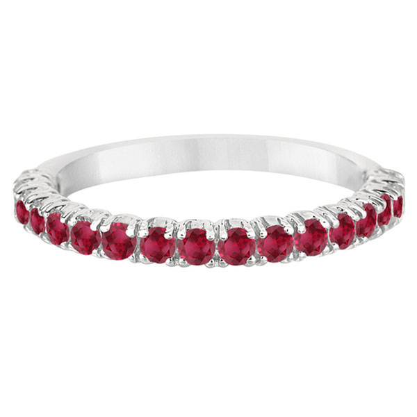 Half-Eternity Pave-set Ruby Stacking Ring Palladium (0.95ct)