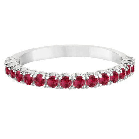Half-Eternity Pave-set Lab Ruby Stacking Ring Palladium (0.95ct)