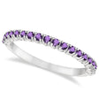 Half-Eternity Pave-Set Thin Amethyst Stack Ring 14k White Gold (0.65ct)