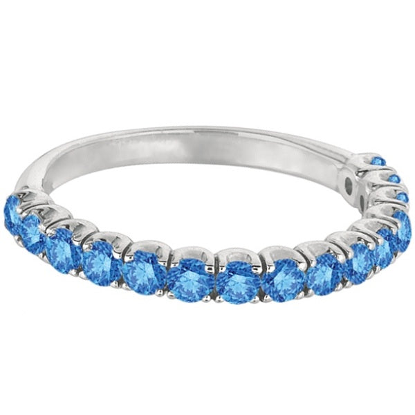 Fancy Blue Diamond Ring Anniversary Band in 14k White Gold (1.00ct)