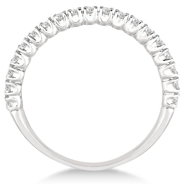 Half-Eternity Pave-Set Thin Diamond Stacking Ring 14k White Gold (0.50ct)