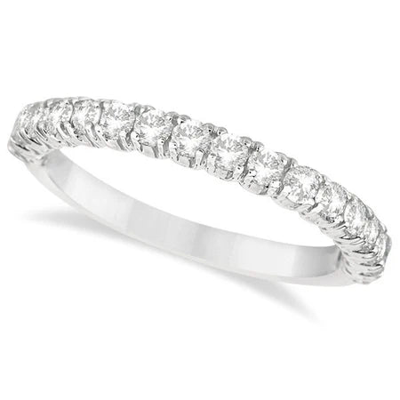 Half-Eternity Pave-Set Lab Diamond Stacking Ring 14k White Gold (0.75ct)