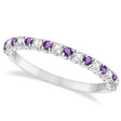 Amethyst & Diamond Wedding Band Anniversary Ring in 14k White Gold (0.50ct)